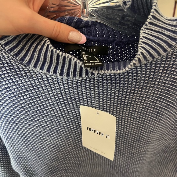 Navy Blue Textured Mockneck - Picture 2 of 2